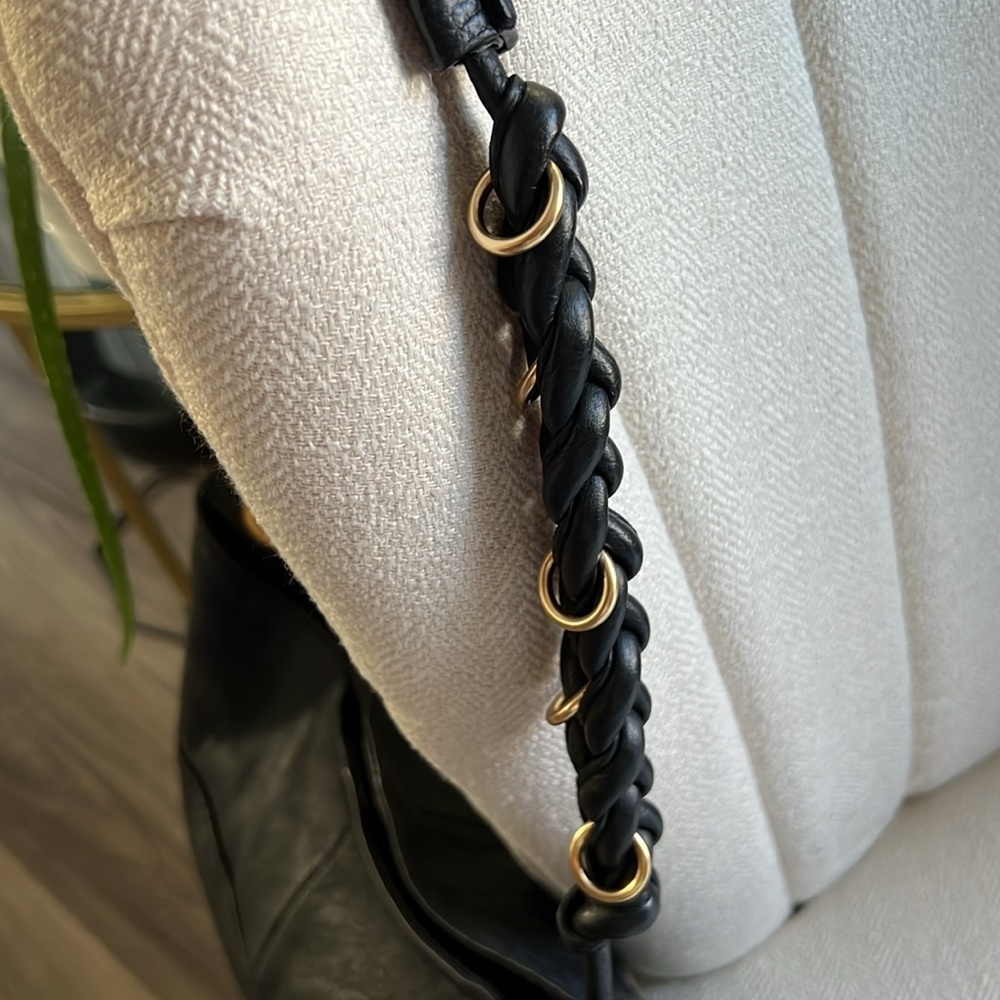 See by Chloe Black Shoulder Bag Women’s Leather Hobo Purse with Braided Strap - Picture 11 of 17